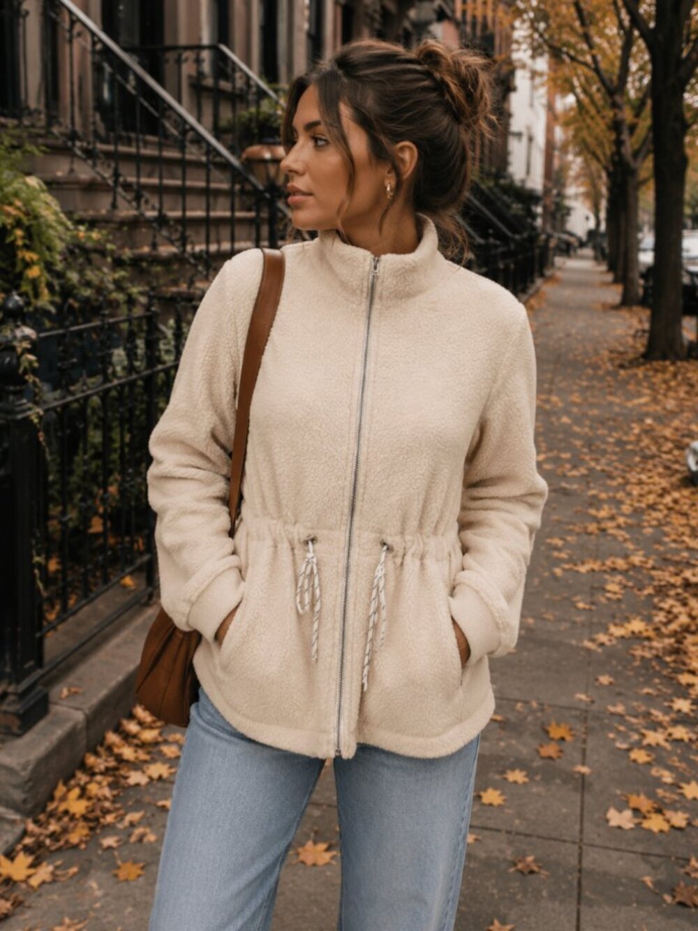 Universal Threads Cream Fleece Beige Jacket Size L Sherpa Clean Girl Cozy Chic